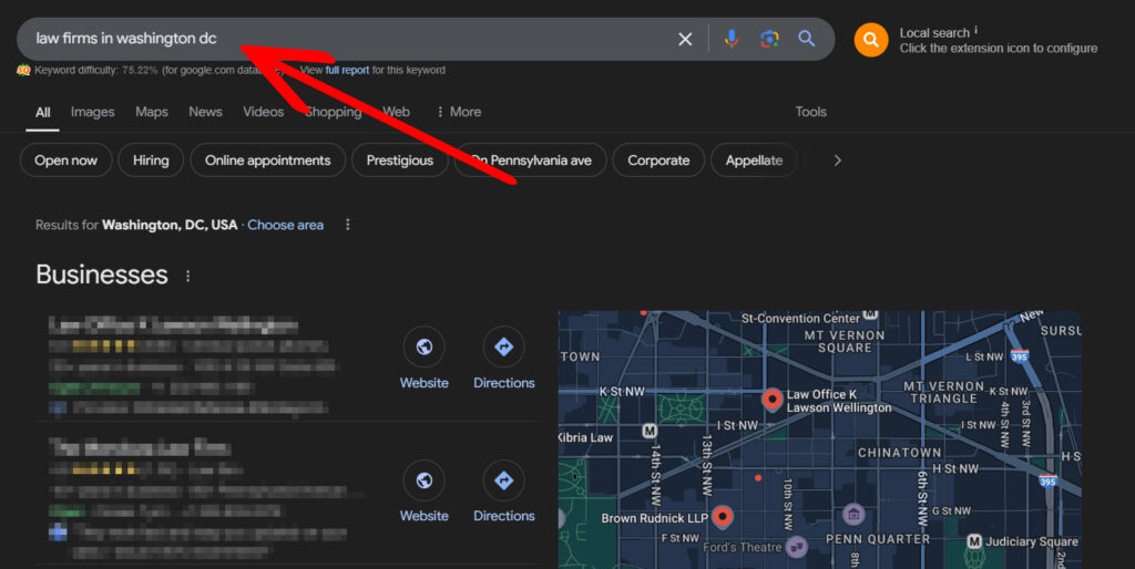targeted keyword law firms in washington dc